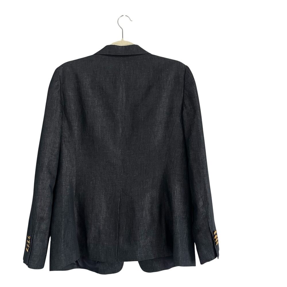 Brooks Brothers Linen Blazer Denim Blue Size 12 quiet luxury classic Chic jacket - Picture 4 of 12